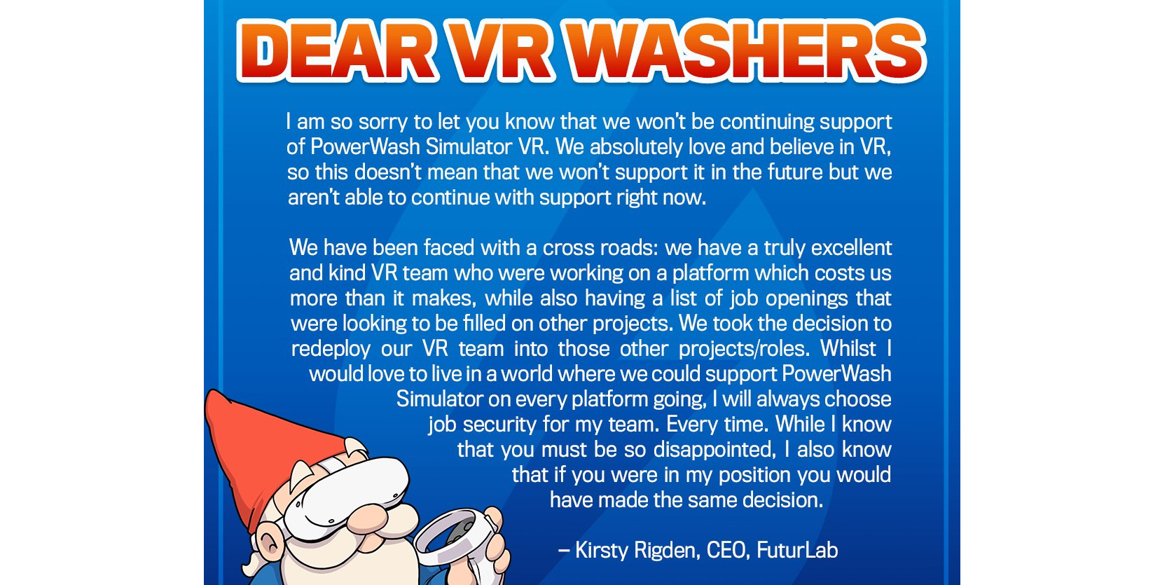 PowerWash Simulator VR Cancellation Message