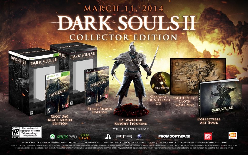 PC Dark Souls II Collector's Edition w/ Figure, Metal Case, Art Book, Cloth  Map